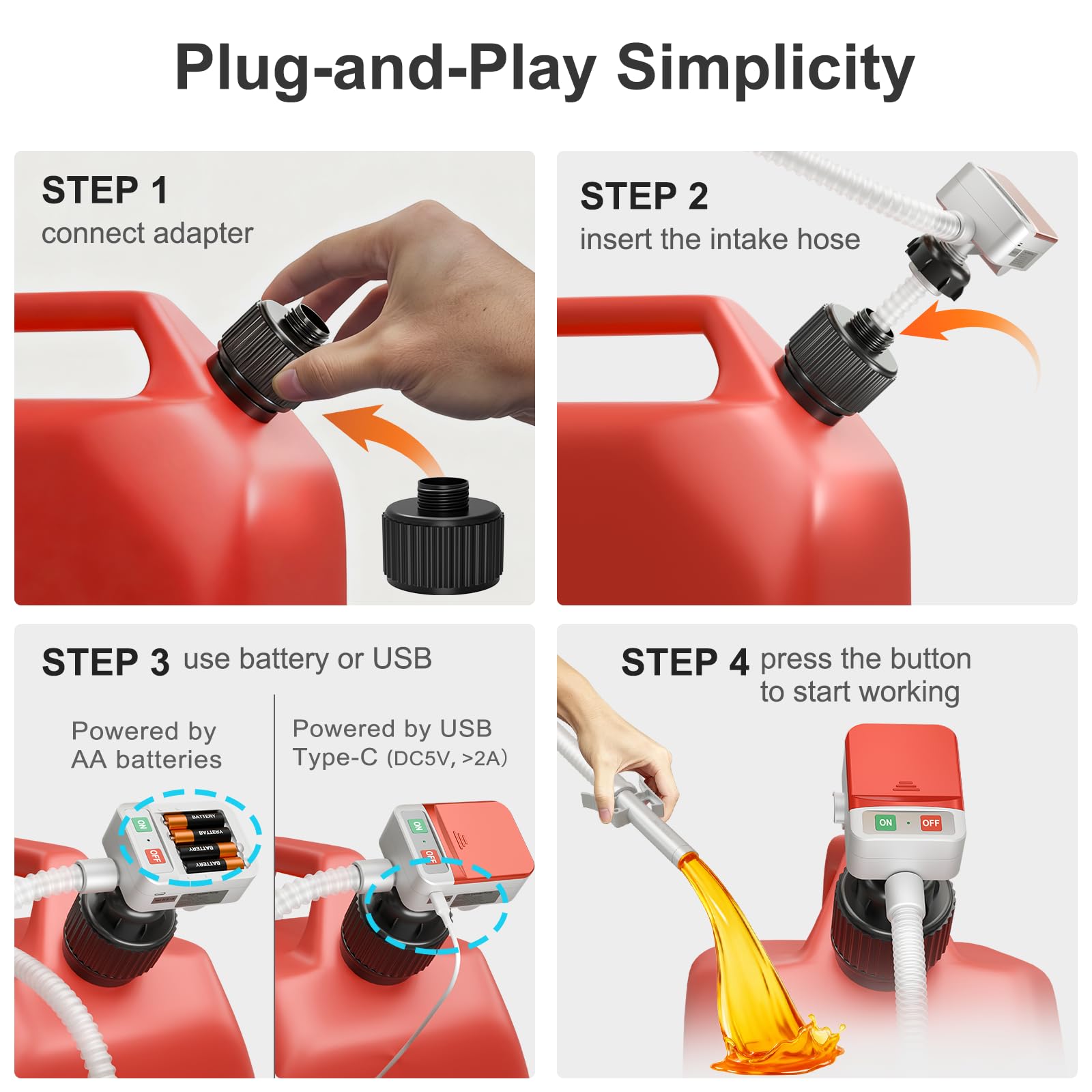 FLLIK fuel transfer pump is lightweight and portable.