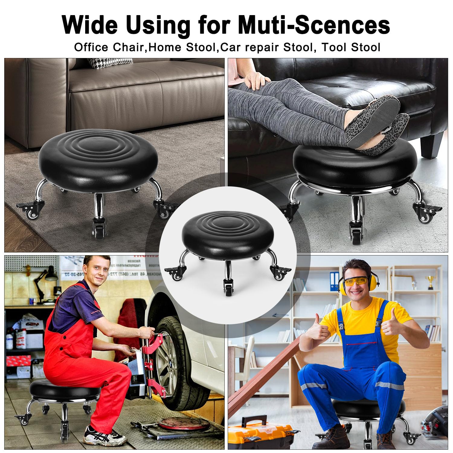 FLOLXNB stool shown in a garage/workshop scene for task mobility