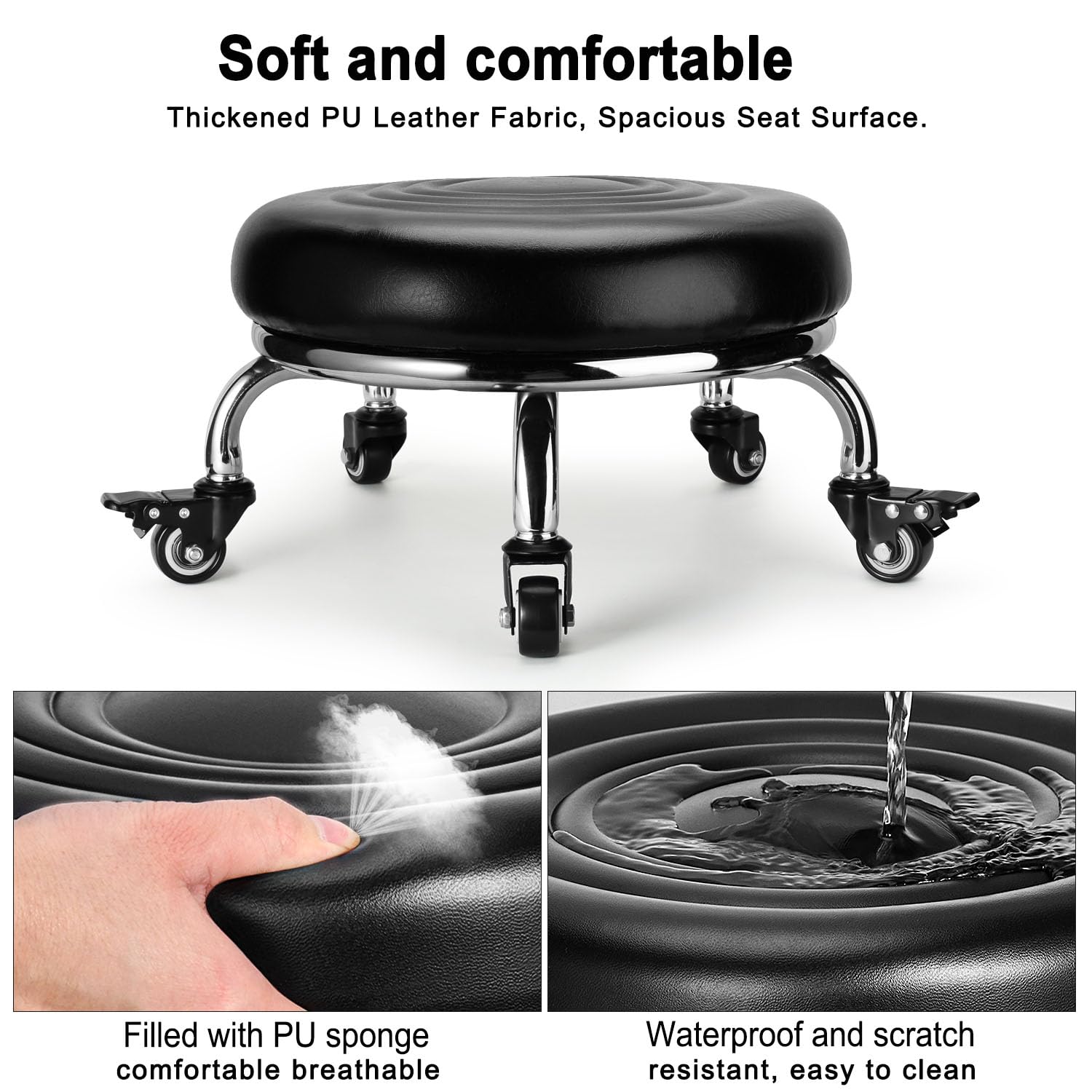 FLOLXNB rolling stool wheels enabling smooth, quiet movement