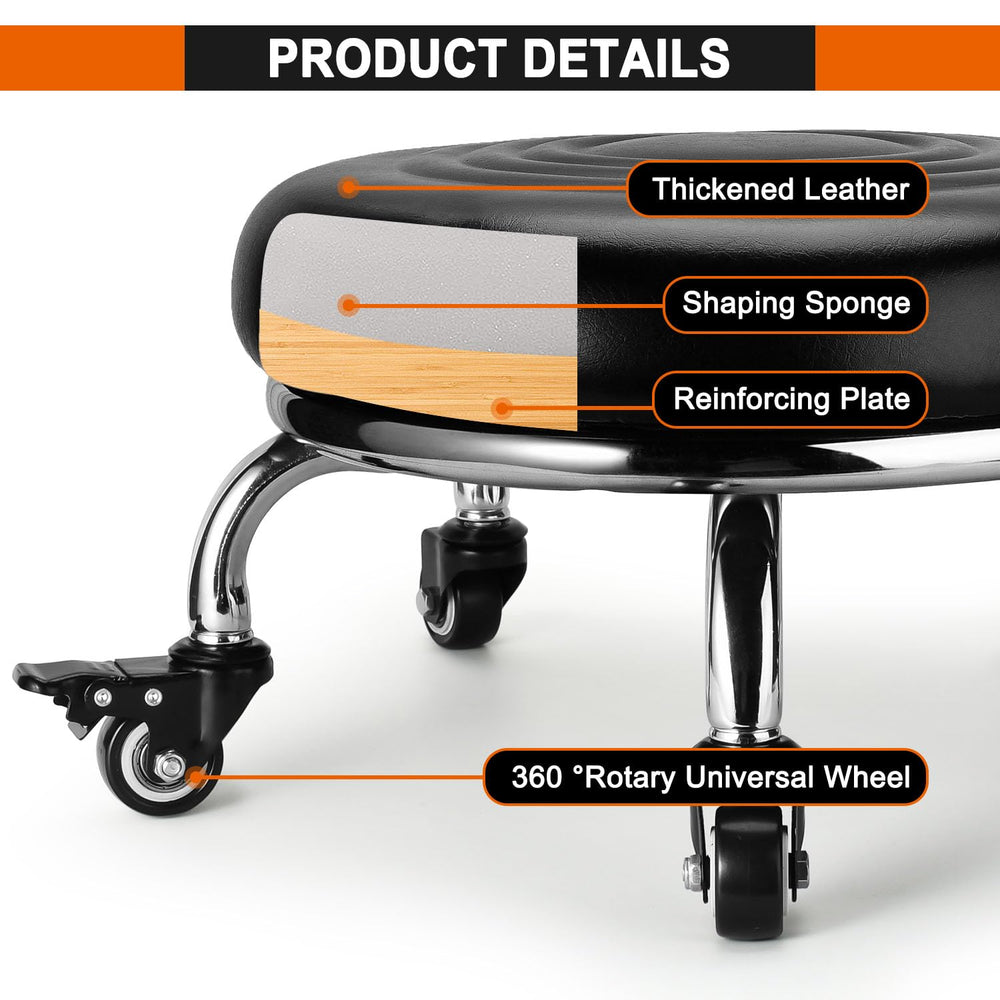 FLOLXNB PU leather seat on a compact, easy-to-clean stool
