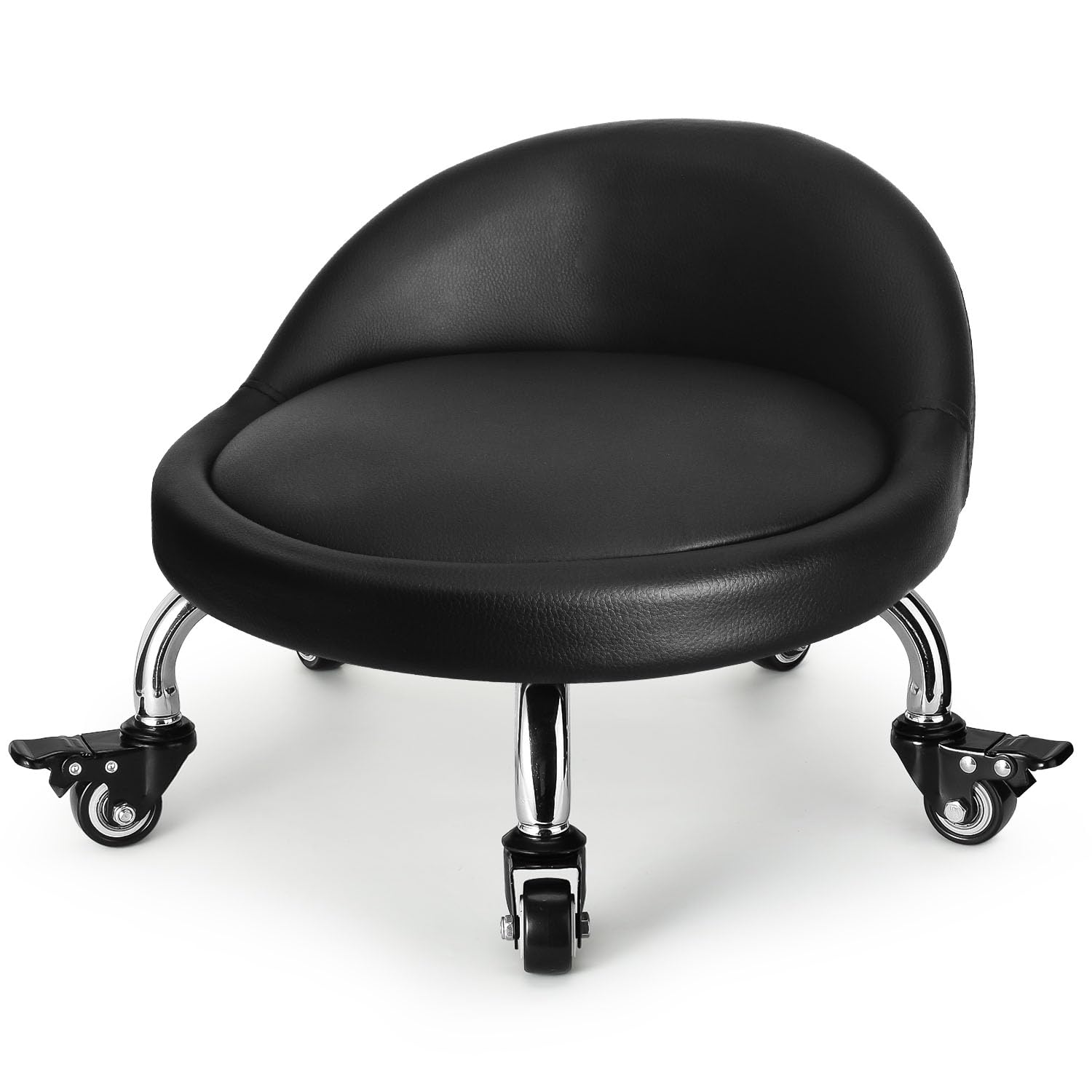 FLOLXNB low-height rolling stool back view for ergonomic desk support.