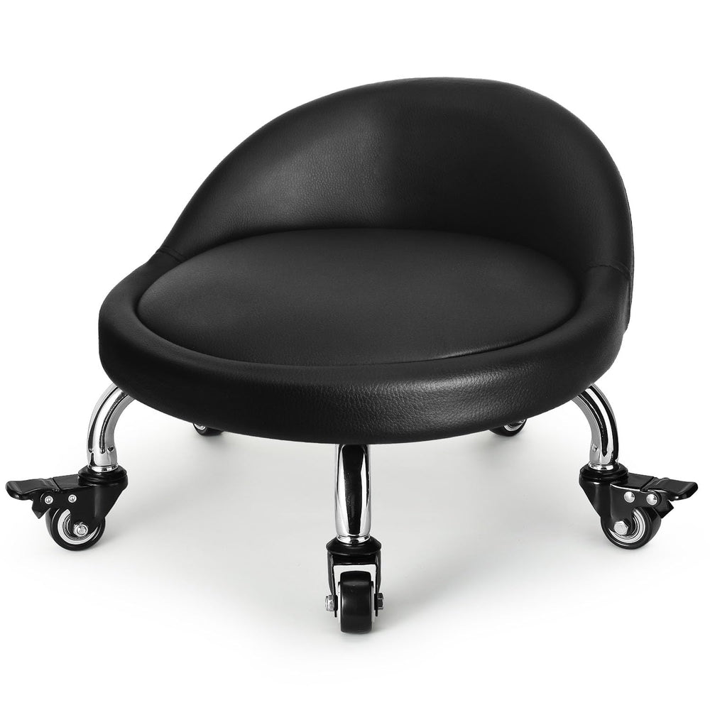 FLOLXNB low-height rolling stool back view for ergonomic desk support.