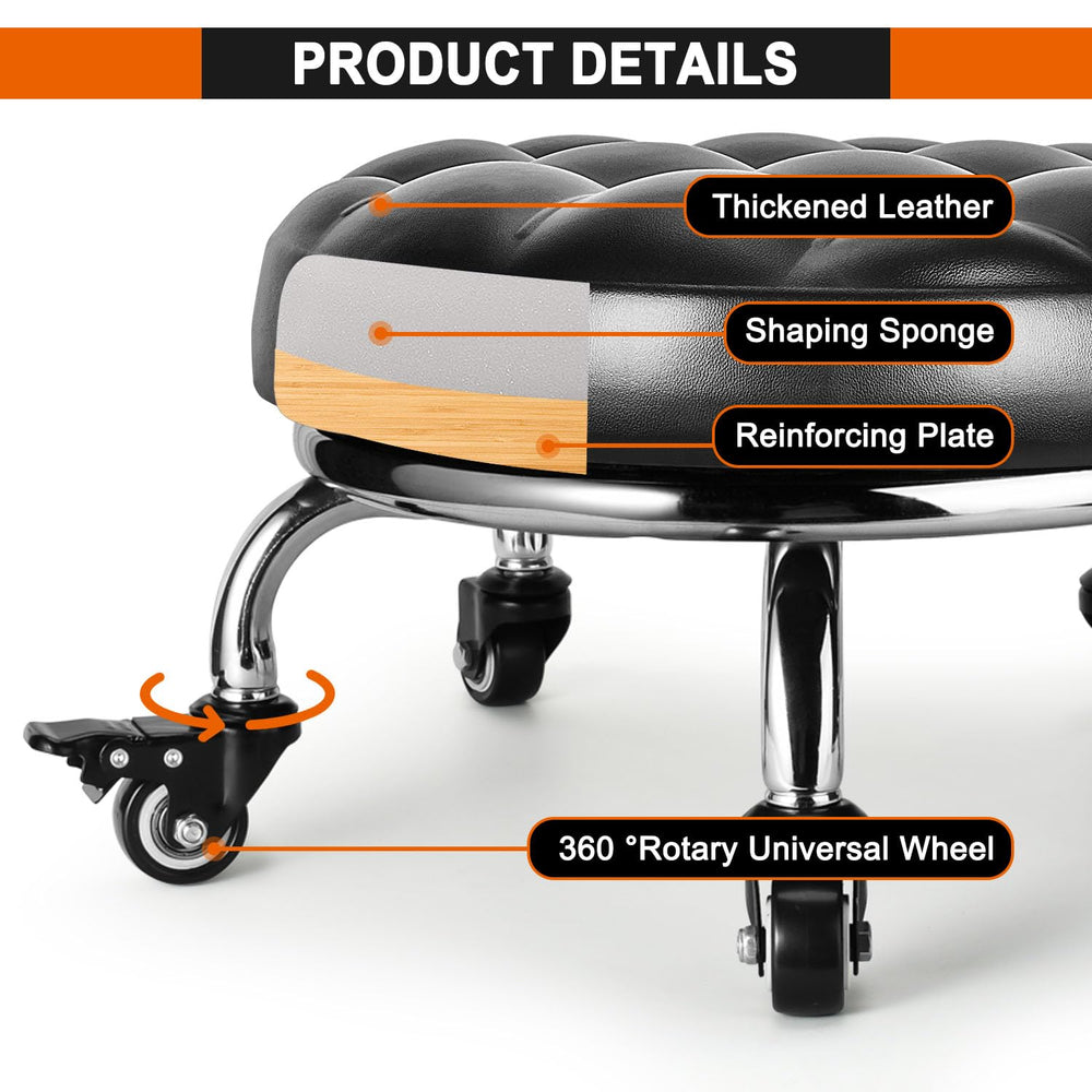 FLOLXNB low stool PU leather upholstery, waterproof and easy to clean