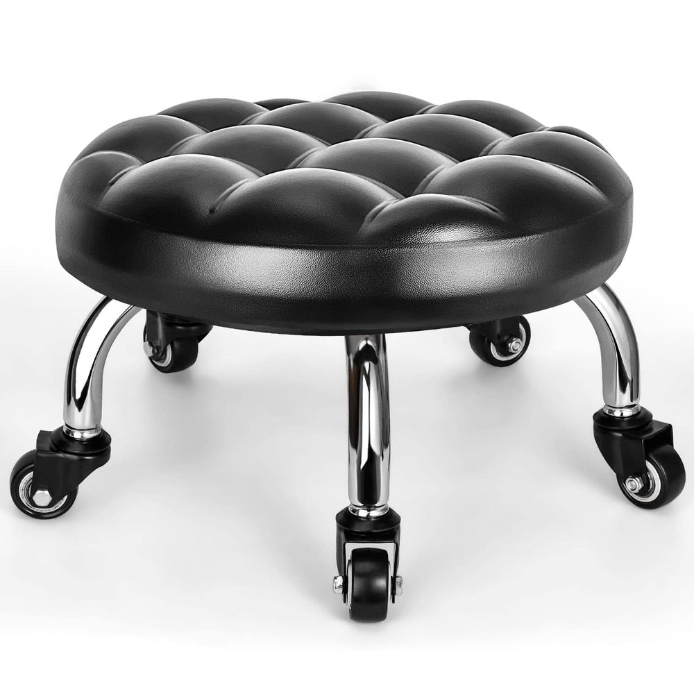 FLOLXNB low rolling stool seat with ergonomic PU leather for extended tasks