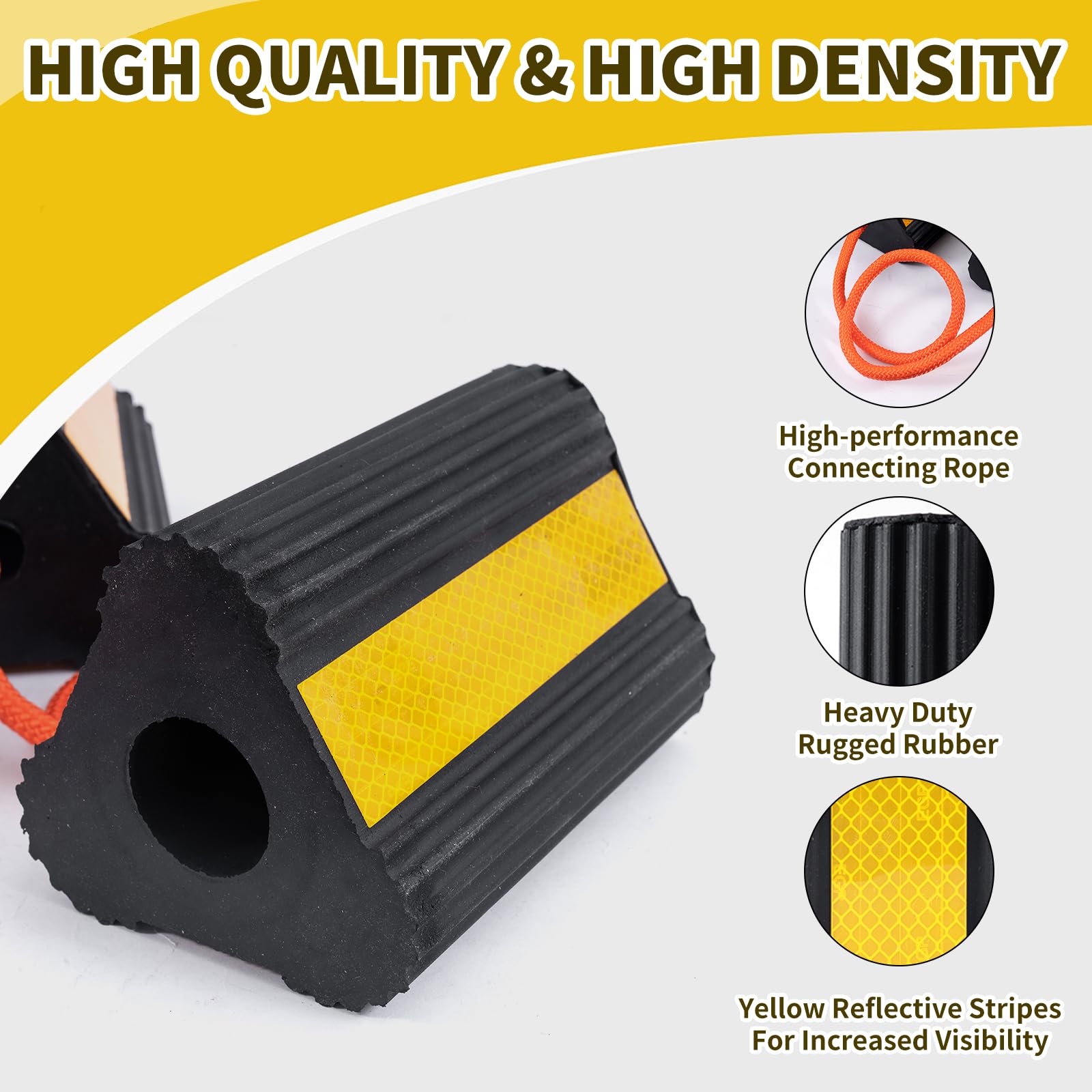 Florety wheel chocks with rope connection enabling quick deployment and secure setup.
