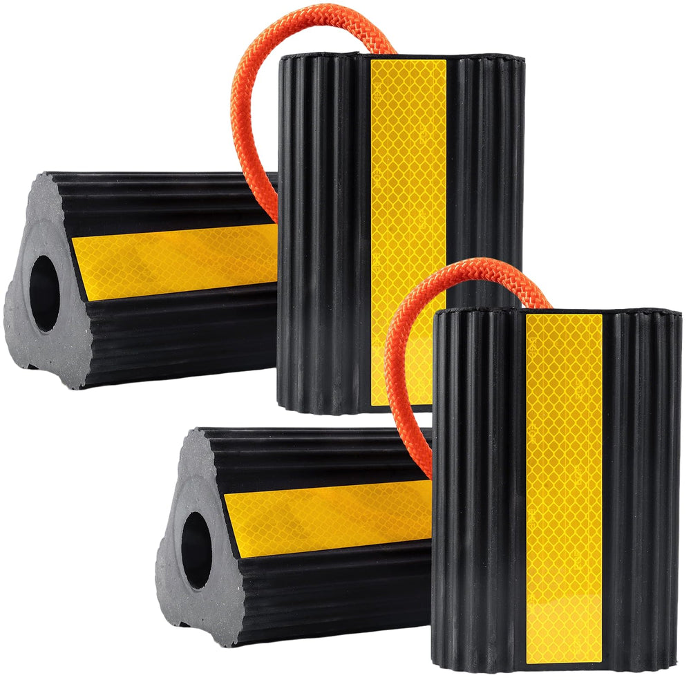 Florety wheel chocks front view showing rugged rubber grip for secure parking.