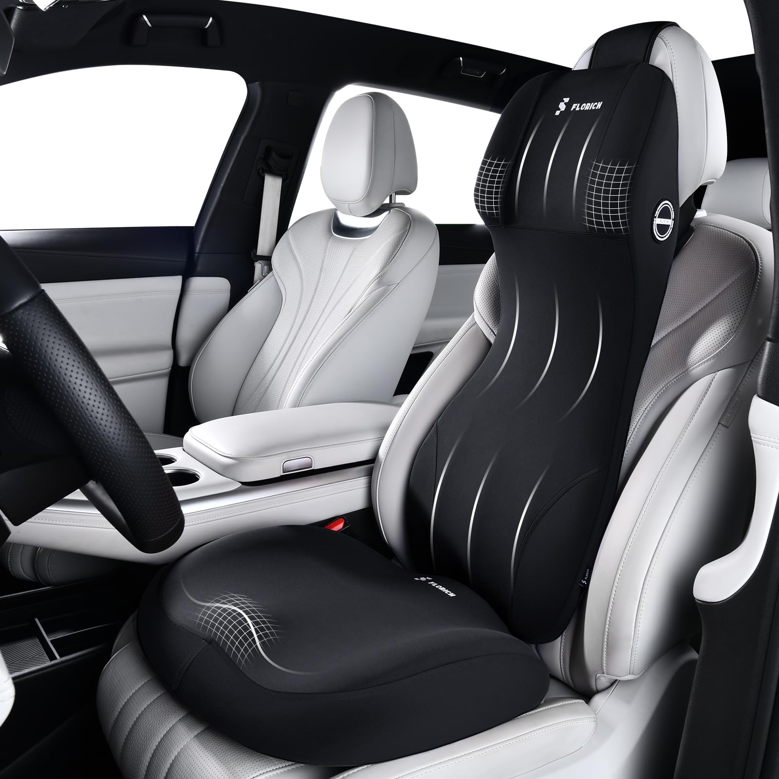 FLORICH car seat cushion headrest supports neck and spine for long drives.