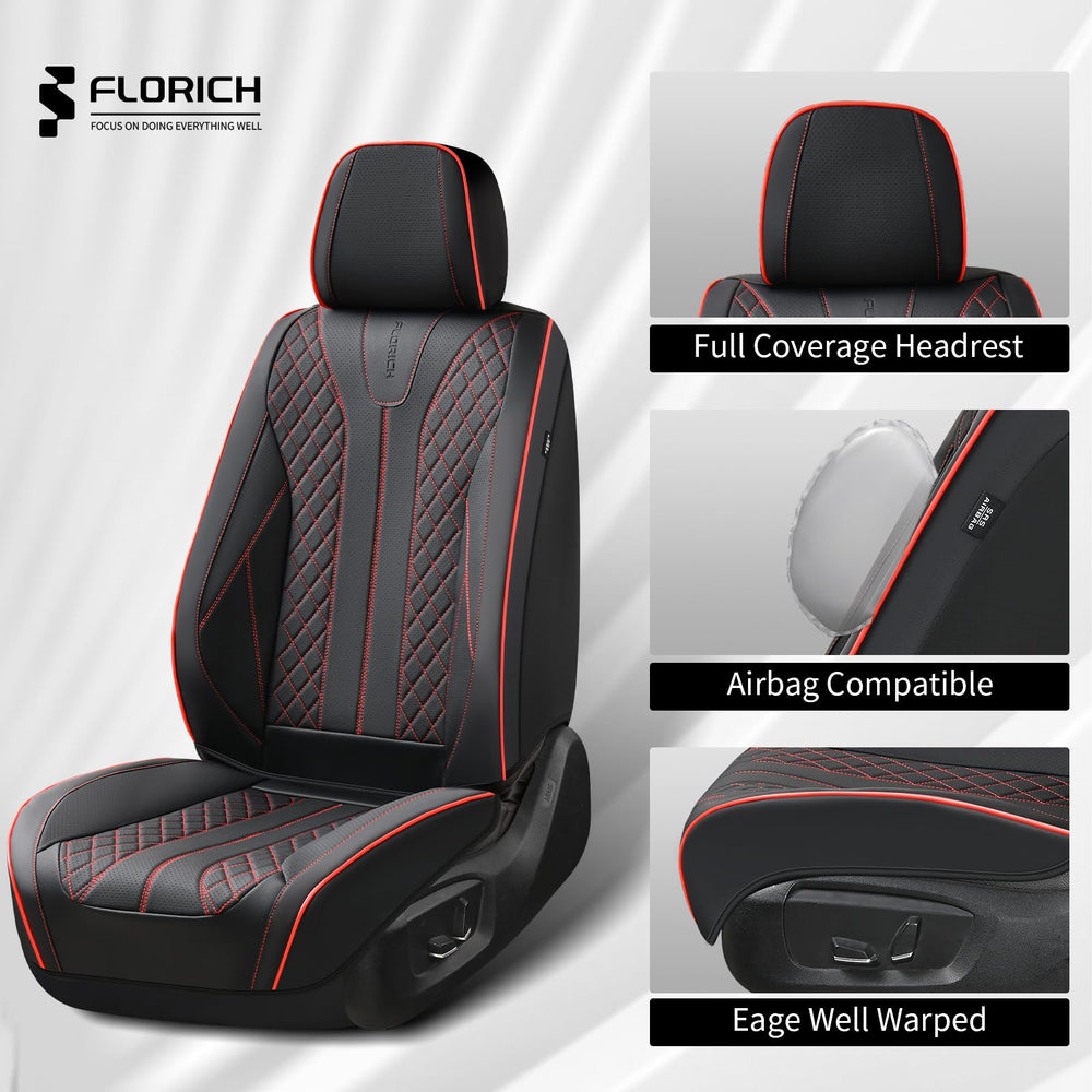 FLORICH Leather Seat Covers diamond pattern adds luxury and elegance