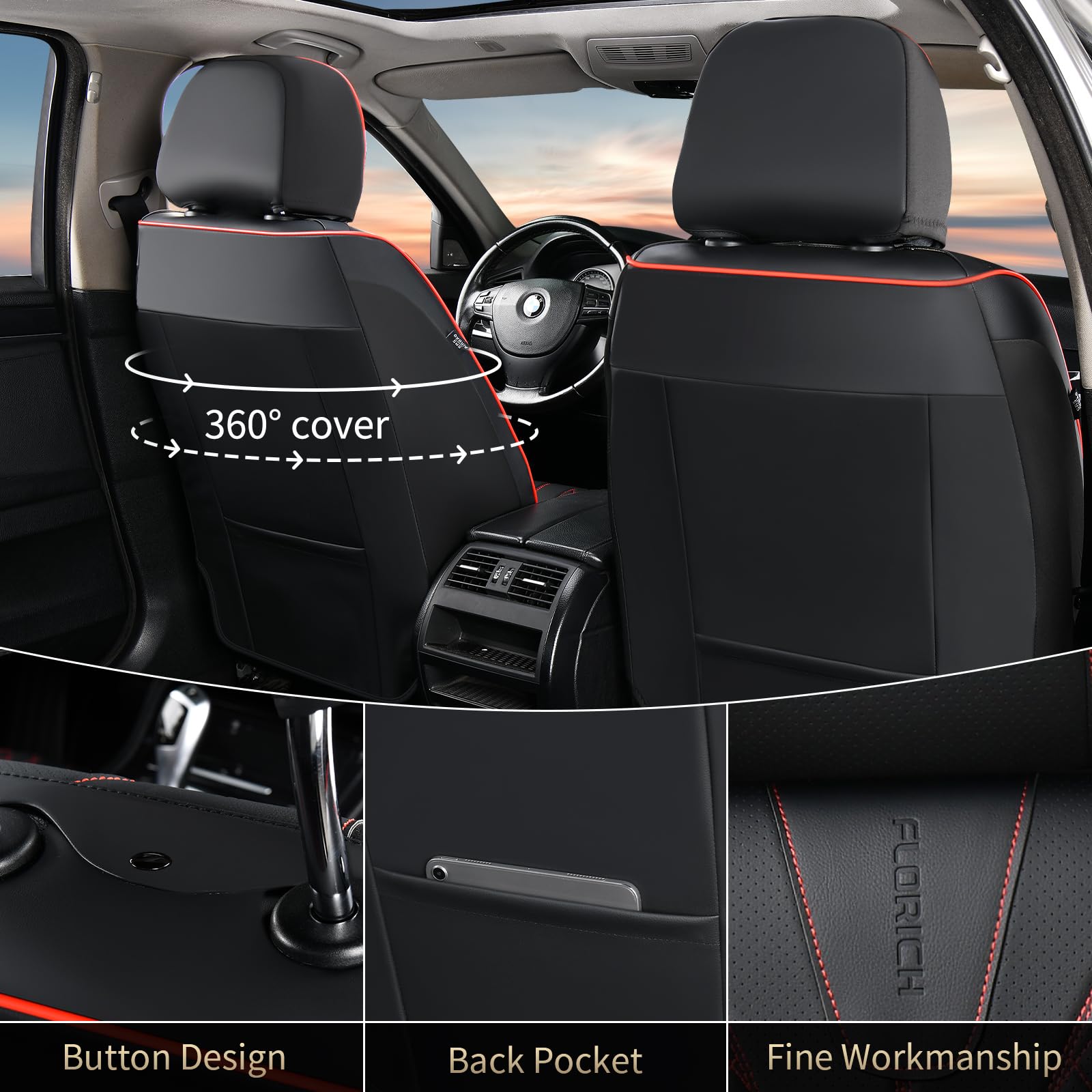 FLORICH Leather Seat Covers universal fit for most cars and SUVs