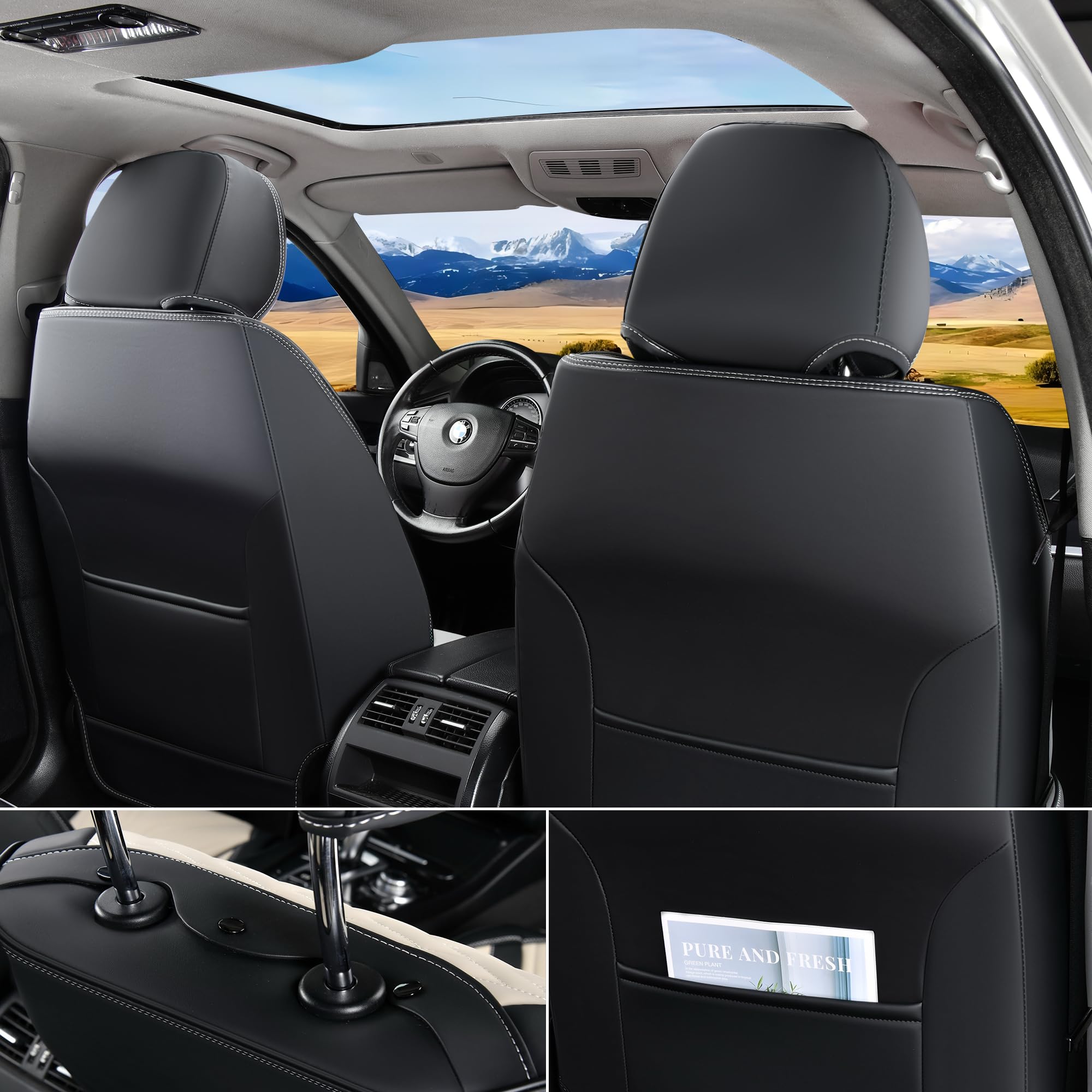 FLORICH wipe-clean leather seat covers for easy maintenance between drives.