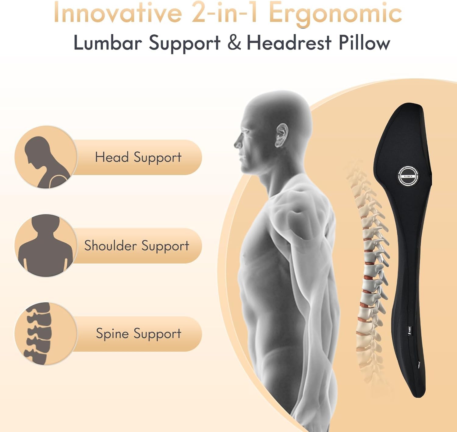 FLORICH memory foam lumbar support contours to the lower back during driving.