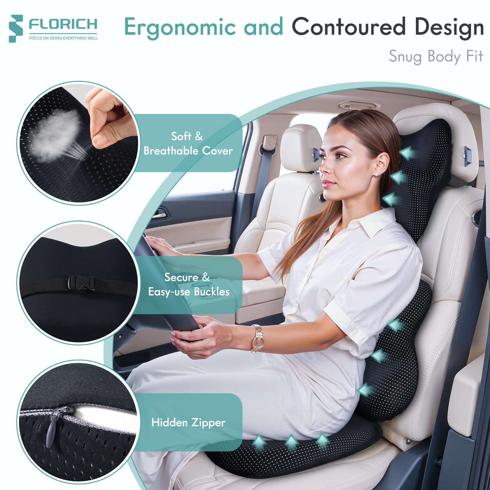 FLORICH neck headrest pillow provides cervical comfort during driving