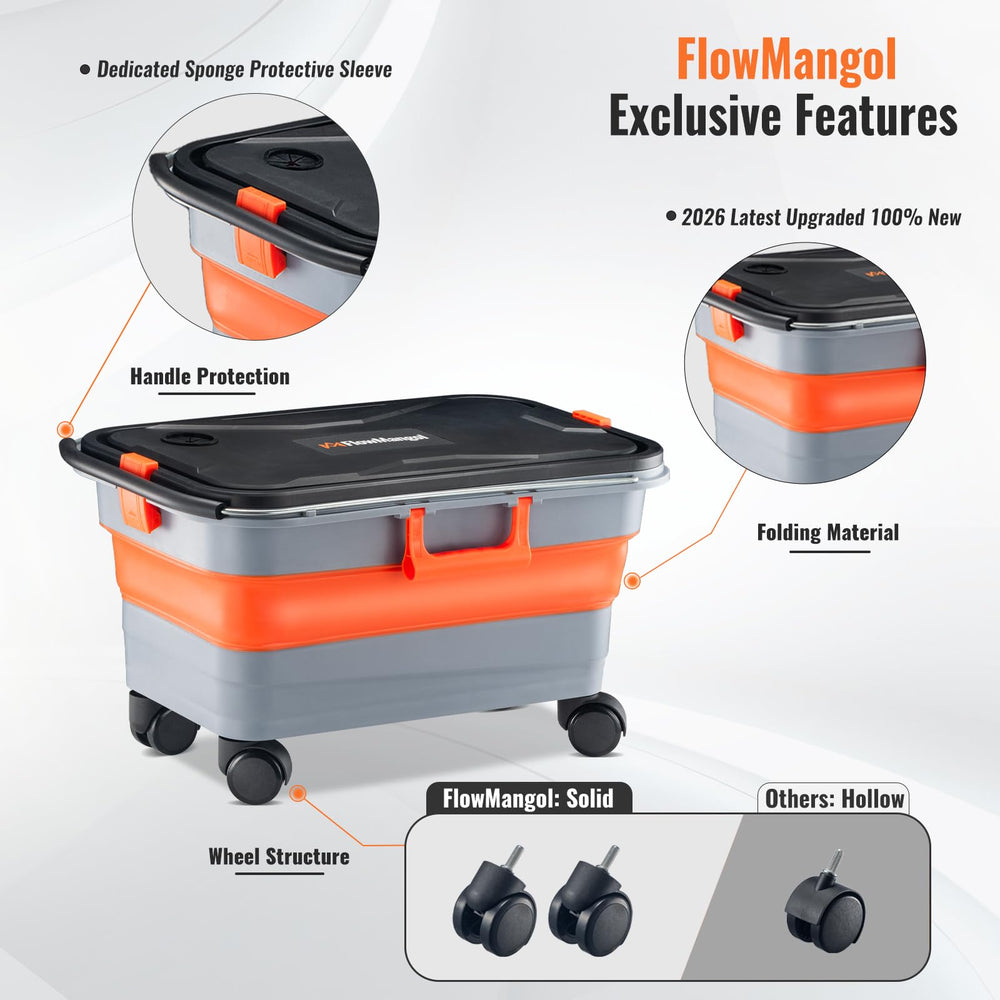 FlowMangol Glide CB-55 with wheels and extended handle for easy mobility.