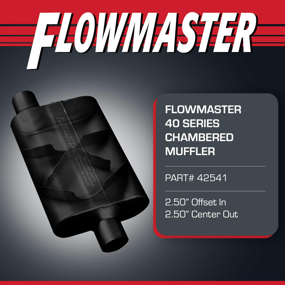 Flowmaster 40 Series muffler inlet 2.50-inch offset for adaptable fitment