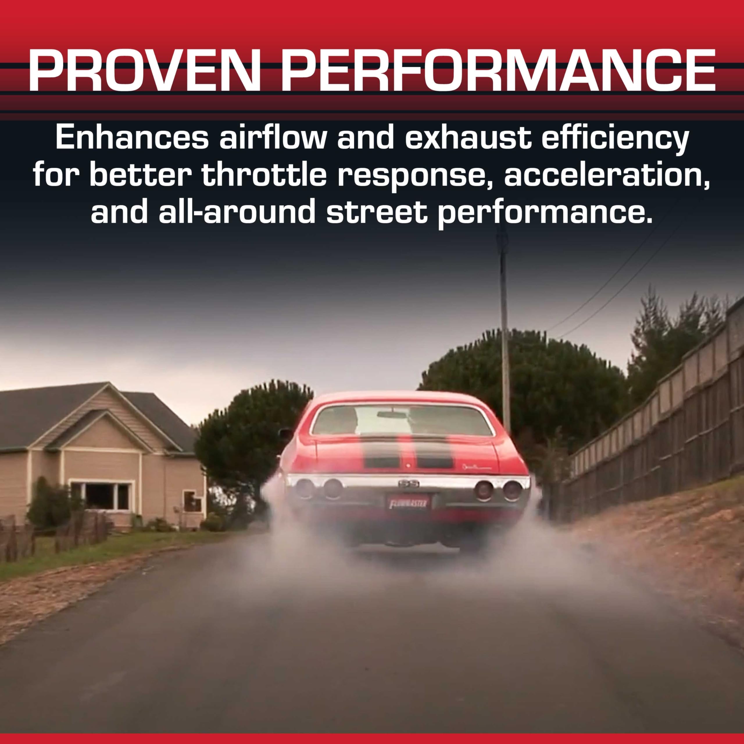 Flowmaster 16-gauge aluminized steel construction withstands heat and vibration.