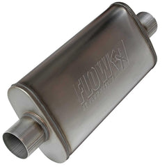 Flowmaster Flow FX muffler exterior view shows stainless steel construction for durability