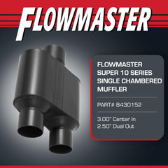 Flowmaster Super 10 Series 409 stainless steel body highlights durability