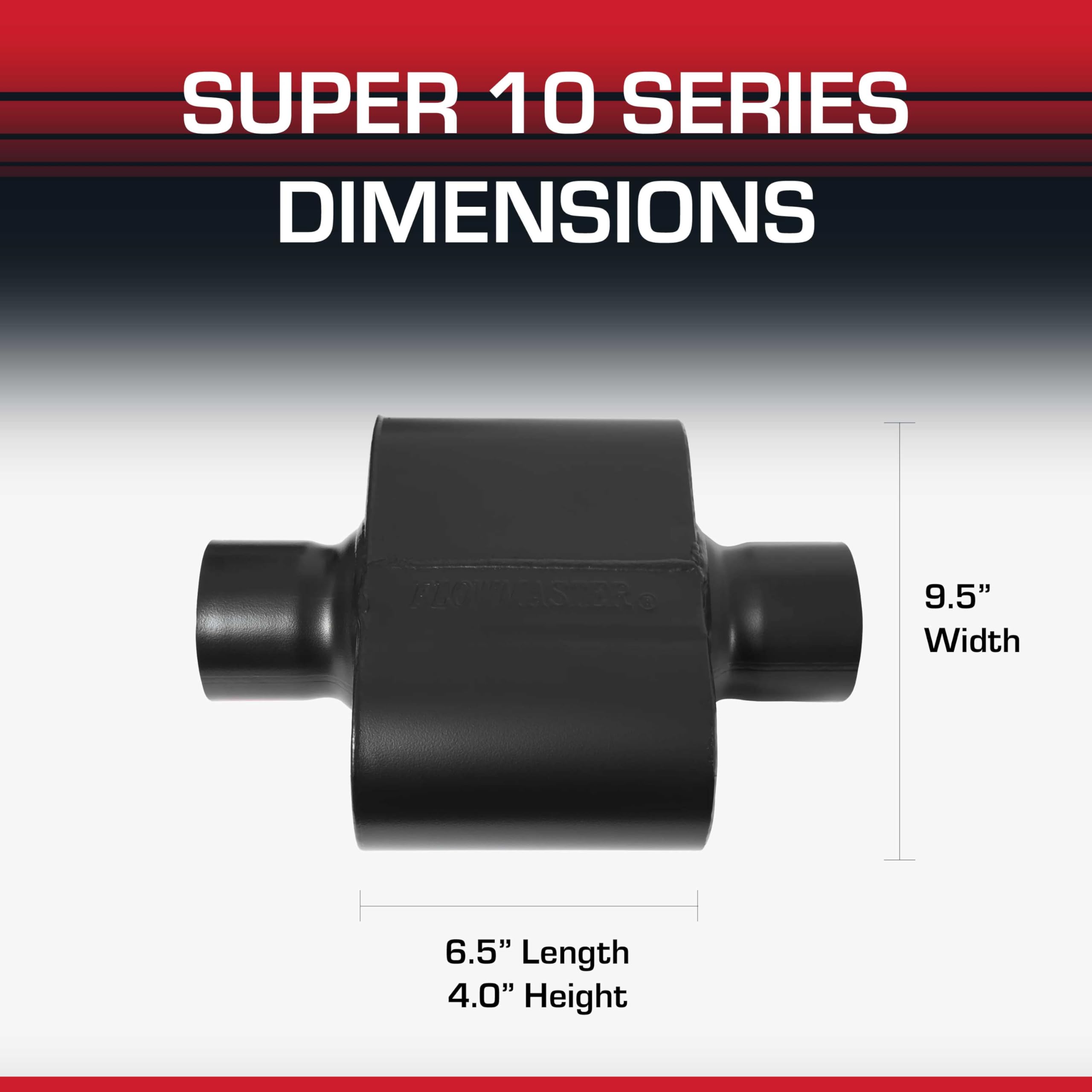 Flowmaster Super 10 Series ideal for drag car exhaust upgrades.