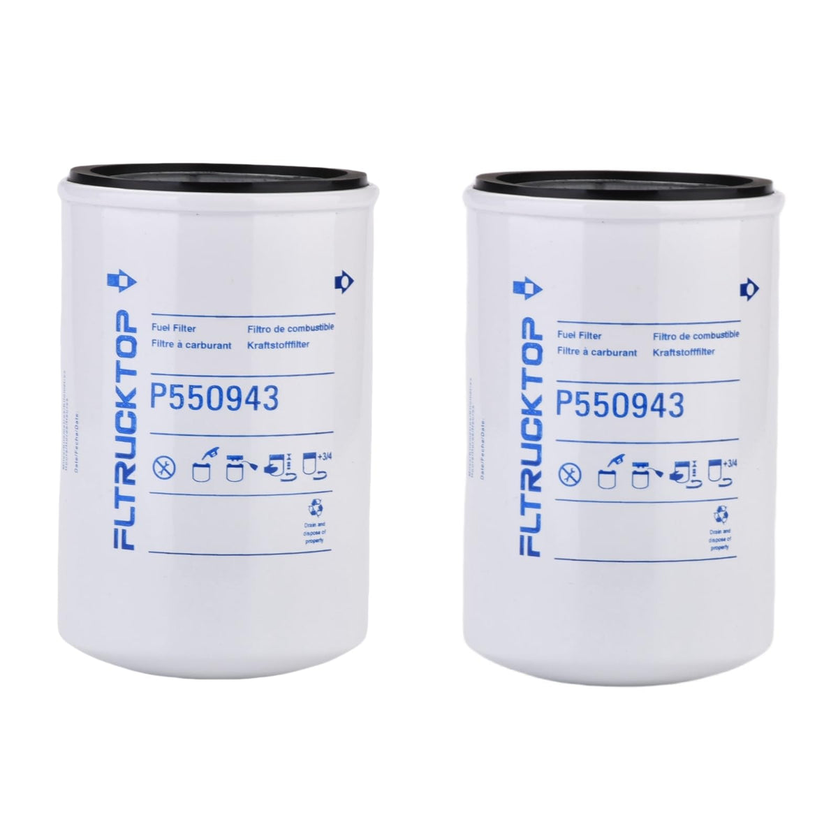 FLTRUCKTOP P550943 fuel filter for GMC 6.2L ensures clean fuel flow and reliability.