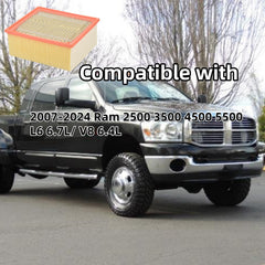 FLTRUCKTOP RAM 2500 under-hood view shows easy-fit diesel compatibility.