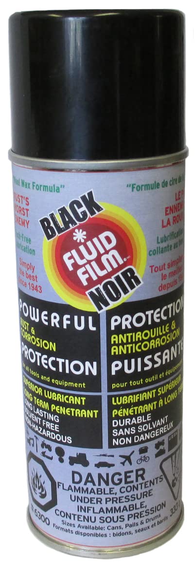Fluid Film multi-use protectant spray applied to tools and gear.