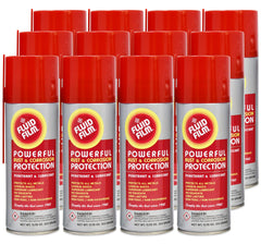 Fluid Film penetrating oil bottle with 11.75 oz in a 12-pack, for rust loosening and lubrication.
