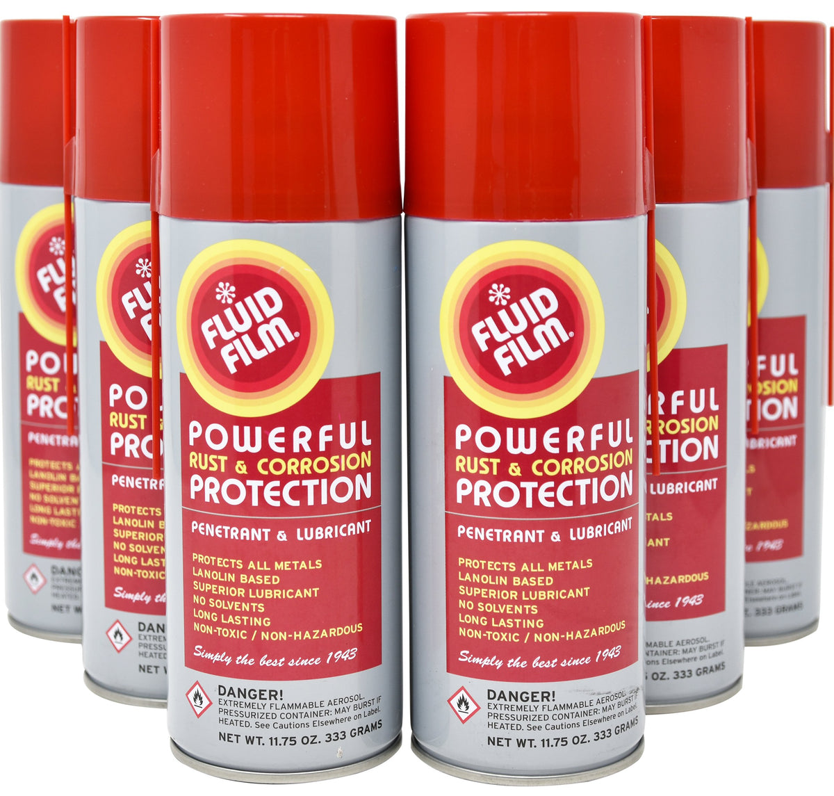 Fluid Film rust protection spray frees seized hardware and protects metal surfaces.