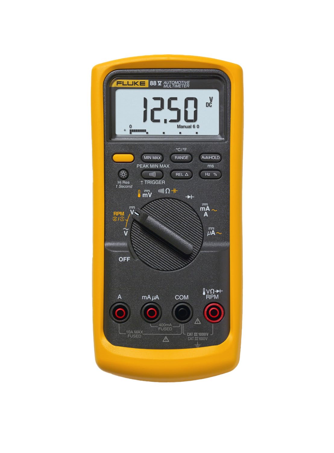 Fluke 88V Deluxe multimeter with bright backlit display for clear readings