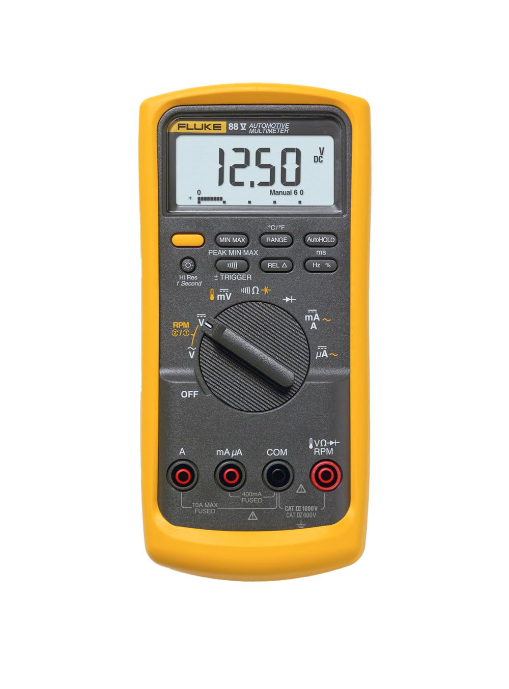 Fluke 88V Deluxe multimeter with bright backlit display for clear readings