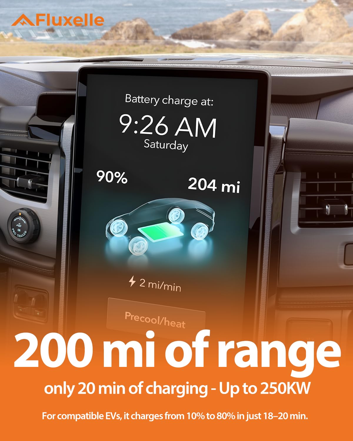 Fluxelle NACS to CCS adapter DC connection close-up showing secure charging readiness.