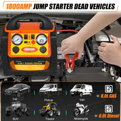 FlyAuto 150 PSI air compressor inflates tire quickly with precise gauge.
