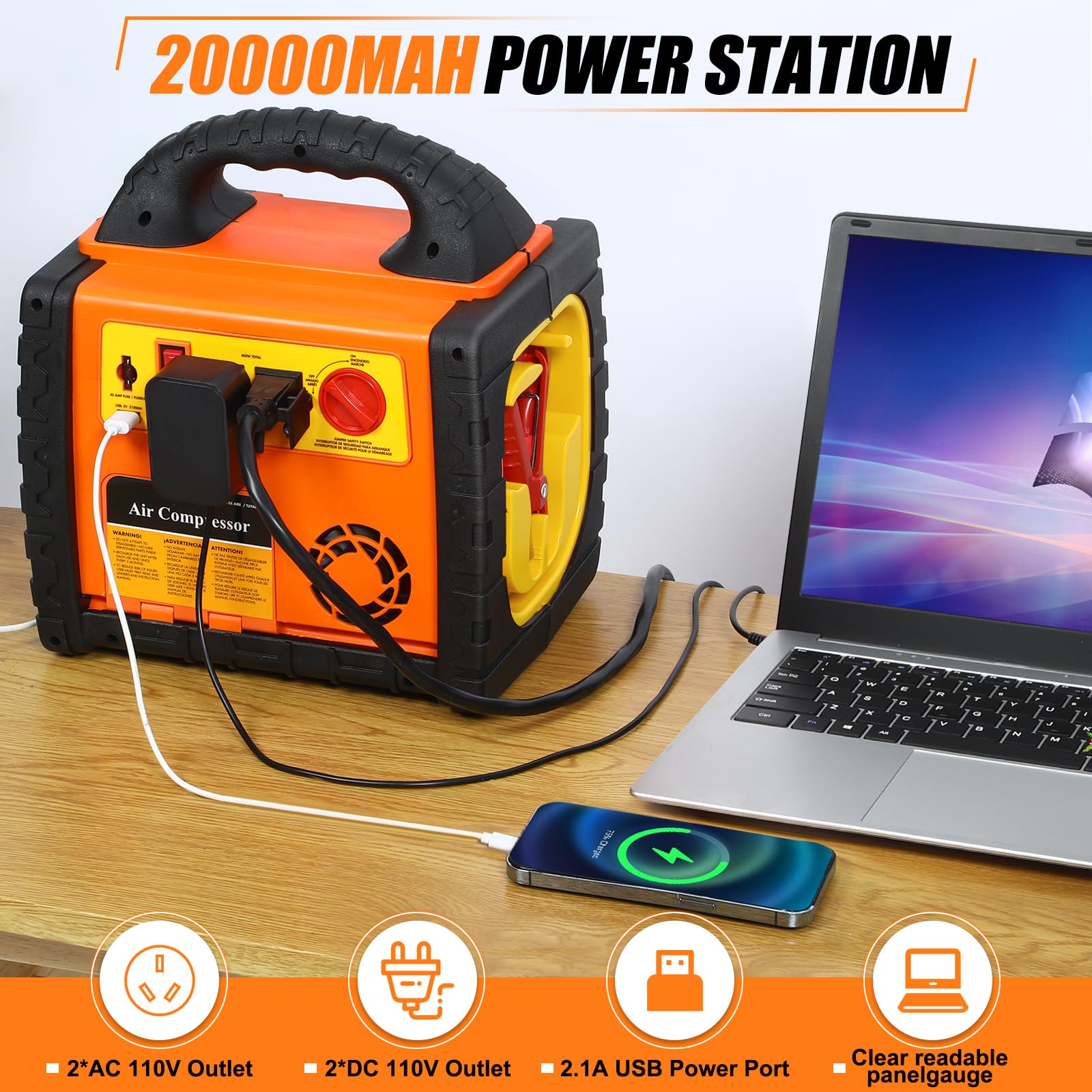 FlyAuto 400W inverter powers small devices anywhere.