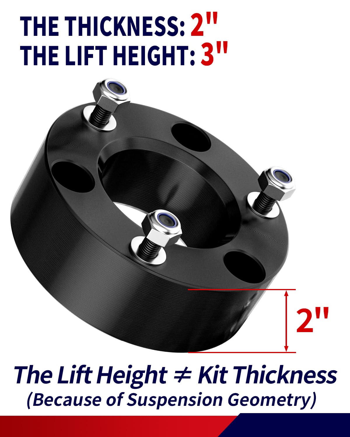 Flycle 3-inch front leveling kit side profile enhancing truck stance