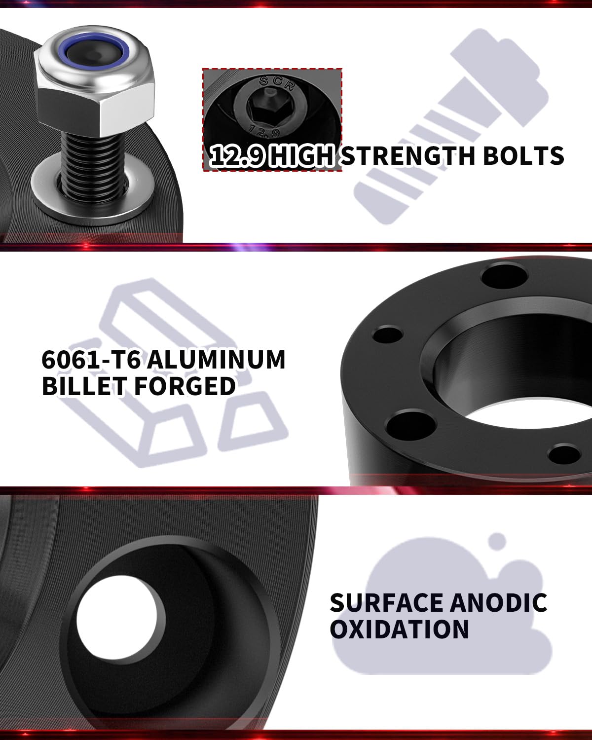 Flycle 6061-T6 aluminum front lift kit for Silverado 1500 durability