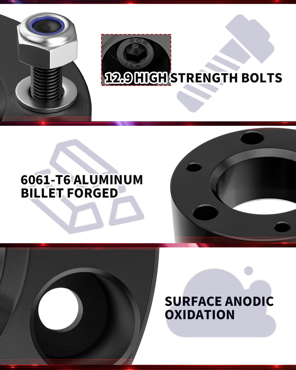 Flycle 6061-T6 aluminum front lift kit for Silverado 1500 durability