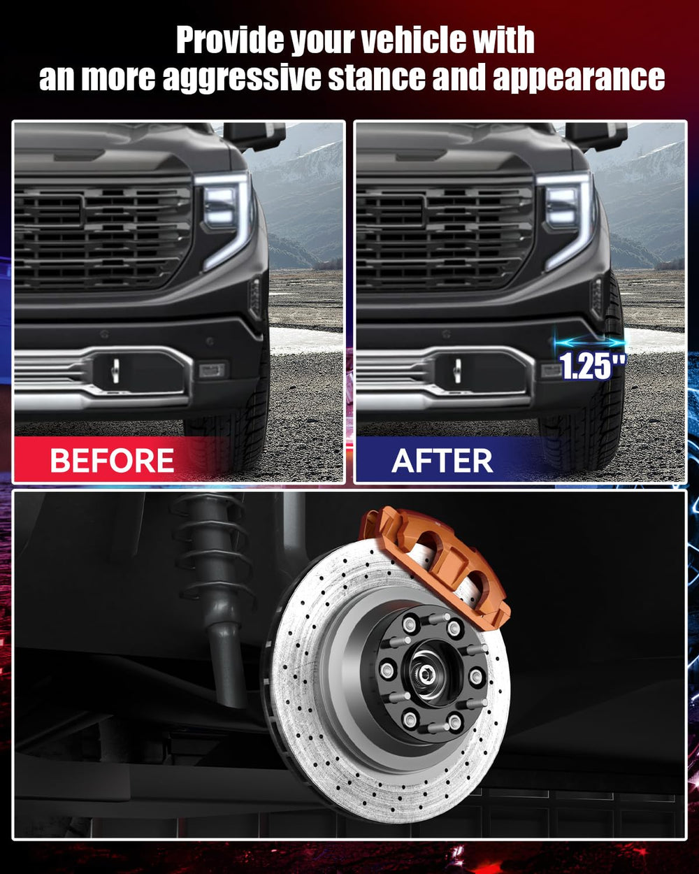 Flycle brake clearance with spacers for wider tire options