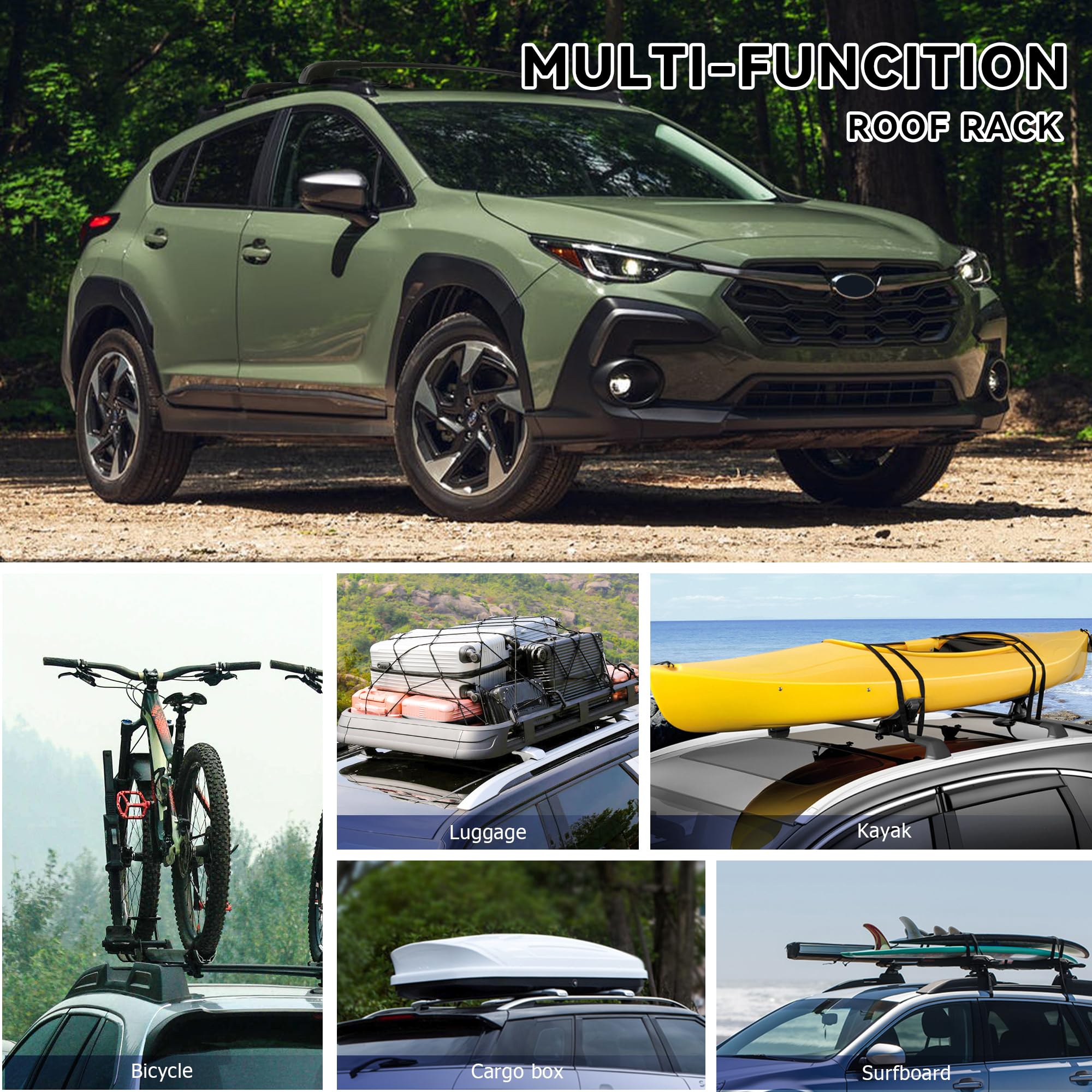 FLYCLE Crosstrek rail-mount compatible crossbars on roof rails