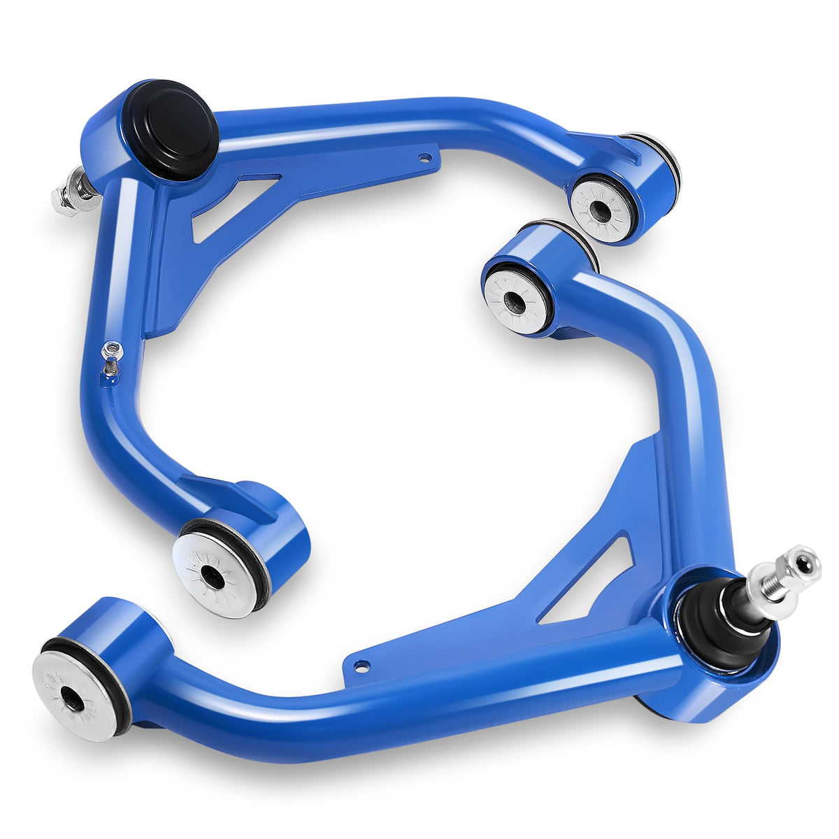 FLYCLE front upper blue tubular control arm enhances off-road durability.