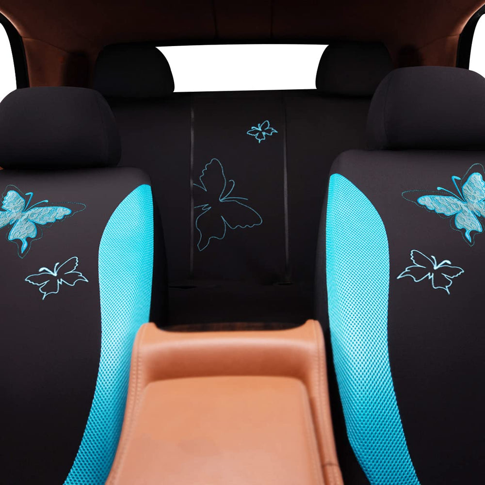 Flying Banner mint blue lace set complements diverse car interiors.