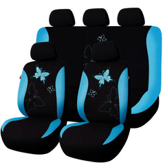 Flying Banner butterfly seat cover full set in mint blue lace enhances interior style.