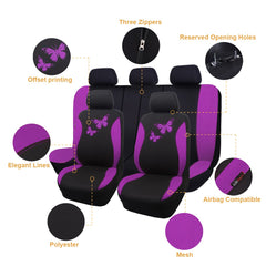 Flying Banner Butterfly full set purple rear view shows complete seat protection.