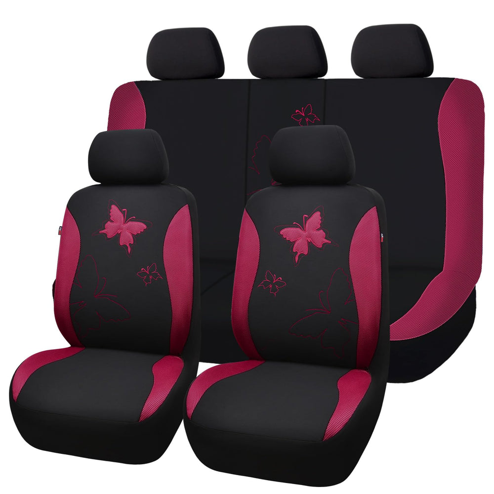 Flying Banner Butterfly burgundy lace front-seat cover adds style and protection