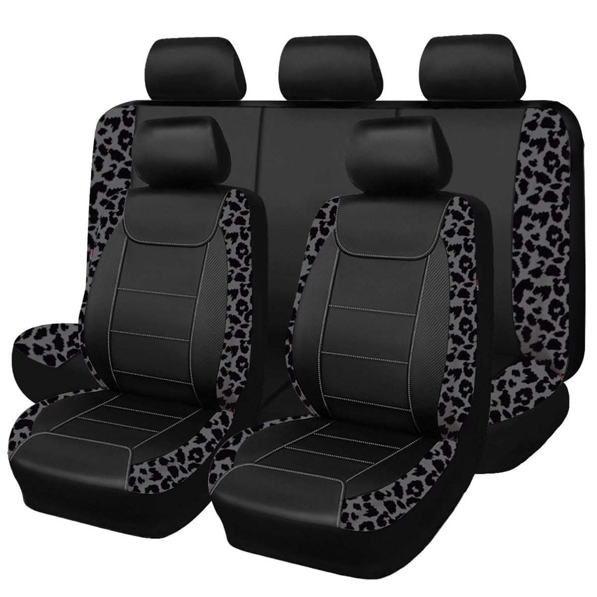 Flying Banner carbon fiber seat cover leopard gray left-front protects seats and wipes clean easily