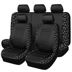 Flying Banner carbon fiber seat cover leopard gray left-front protects seats and wipes clean easily