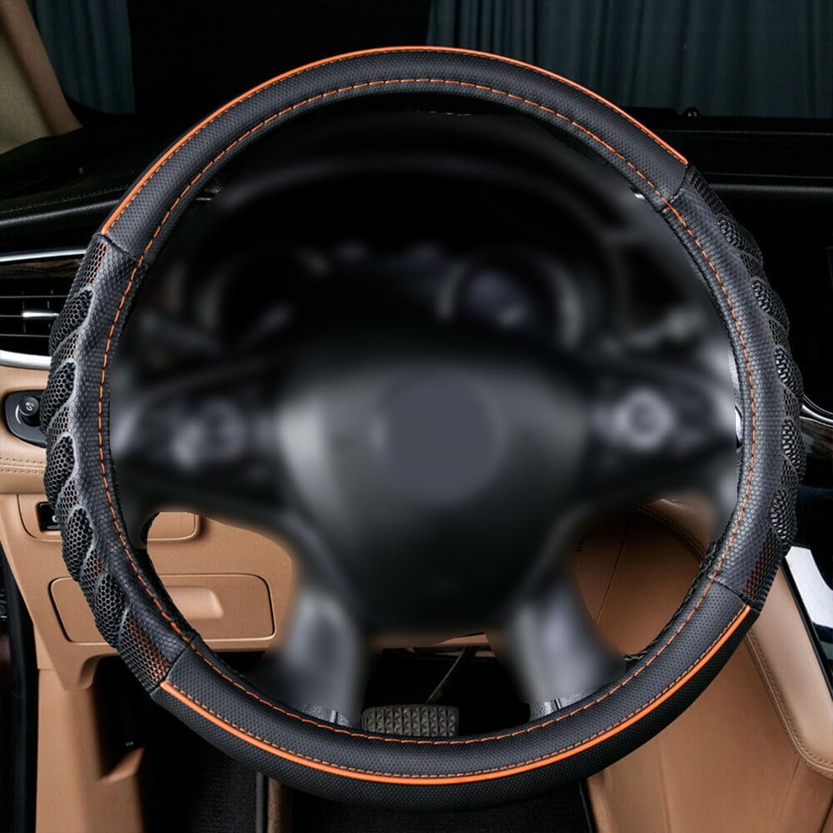 Flying Banner faux leather massage design steering-wheel cover for added comfort