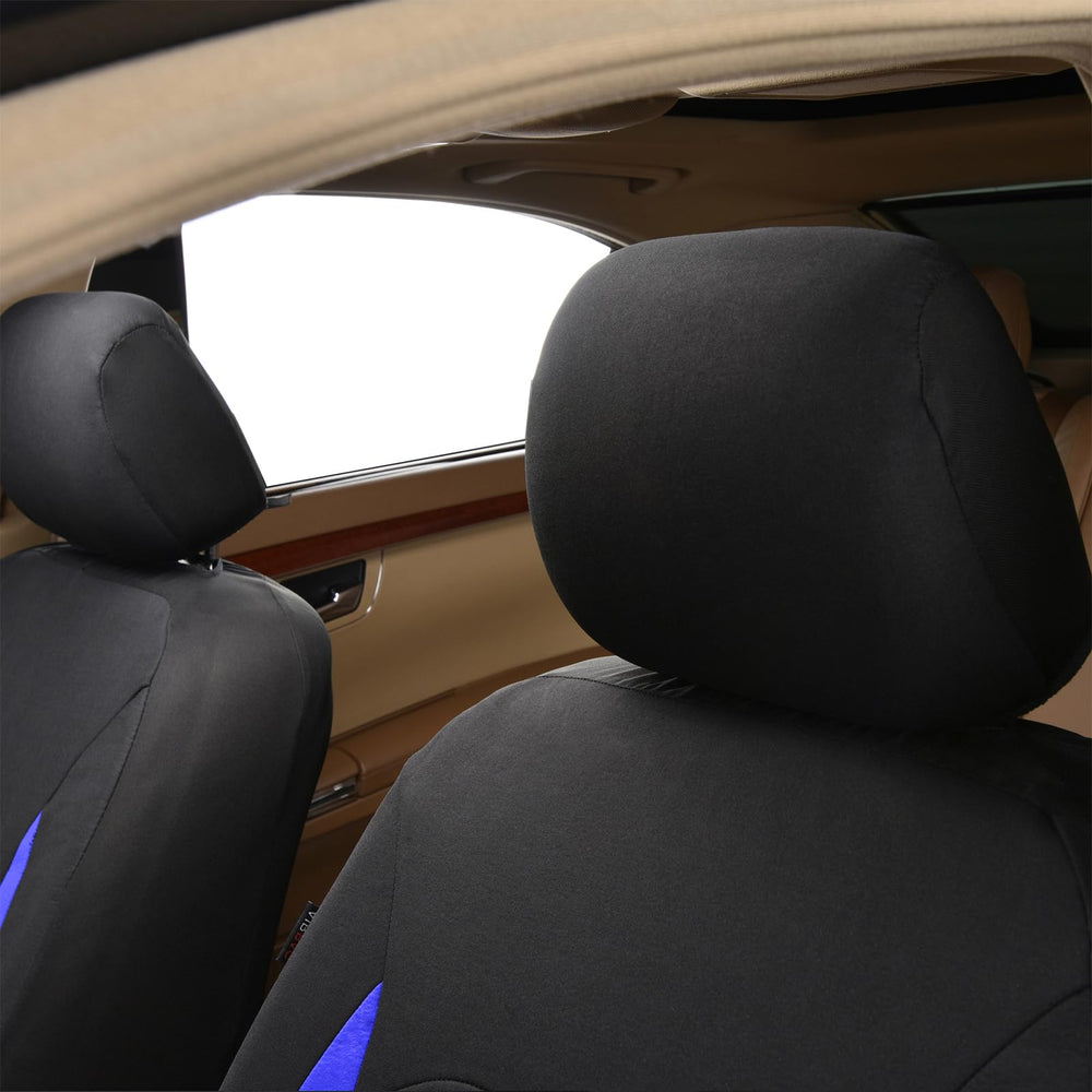 Flying Banner front seat bottom covers closeup illustrating snug stitching and protection