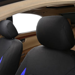 Flying Banner front seat bottom covers closeup illustrating snug stitching and protection