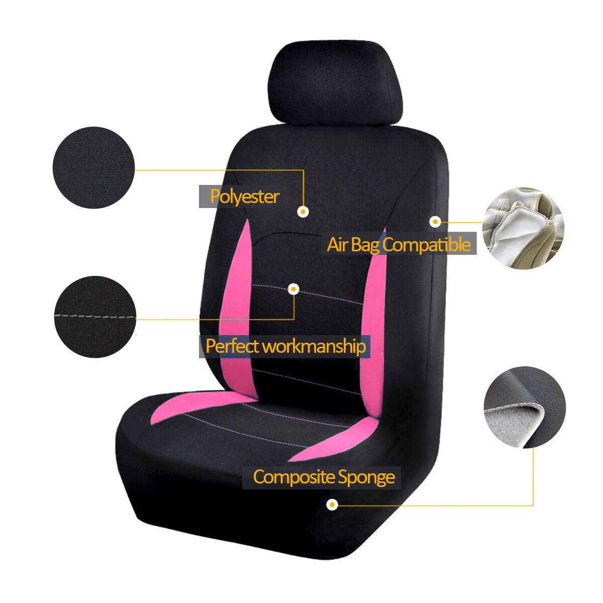 Flying Banner front seat cover airbag-compatible design for safe use.
