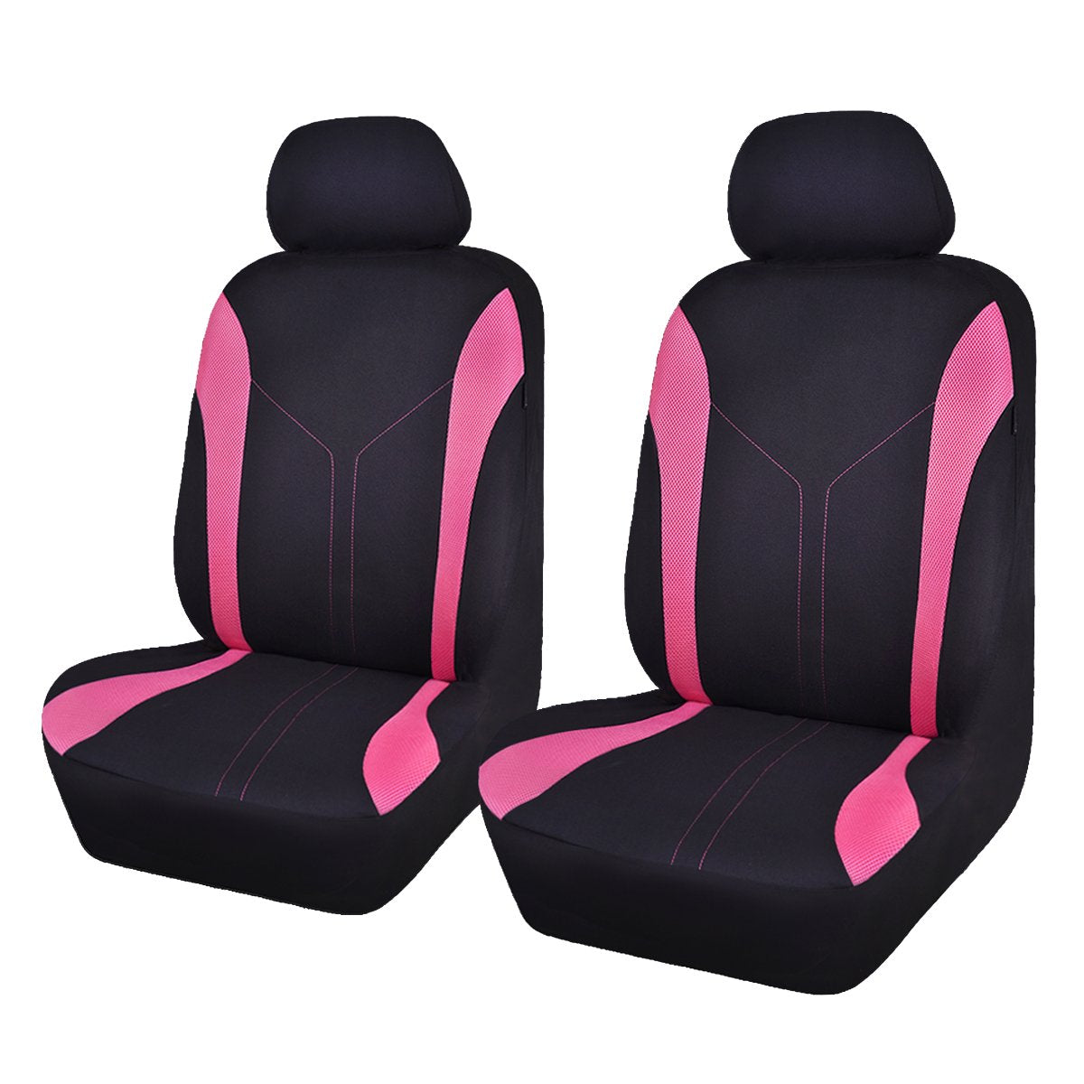 Flying Banner front seat cover in black pink demonstrates breathable mesh protection
