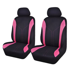 Flying Banner front seat cover in black pink demonstrates breathable mesh protection